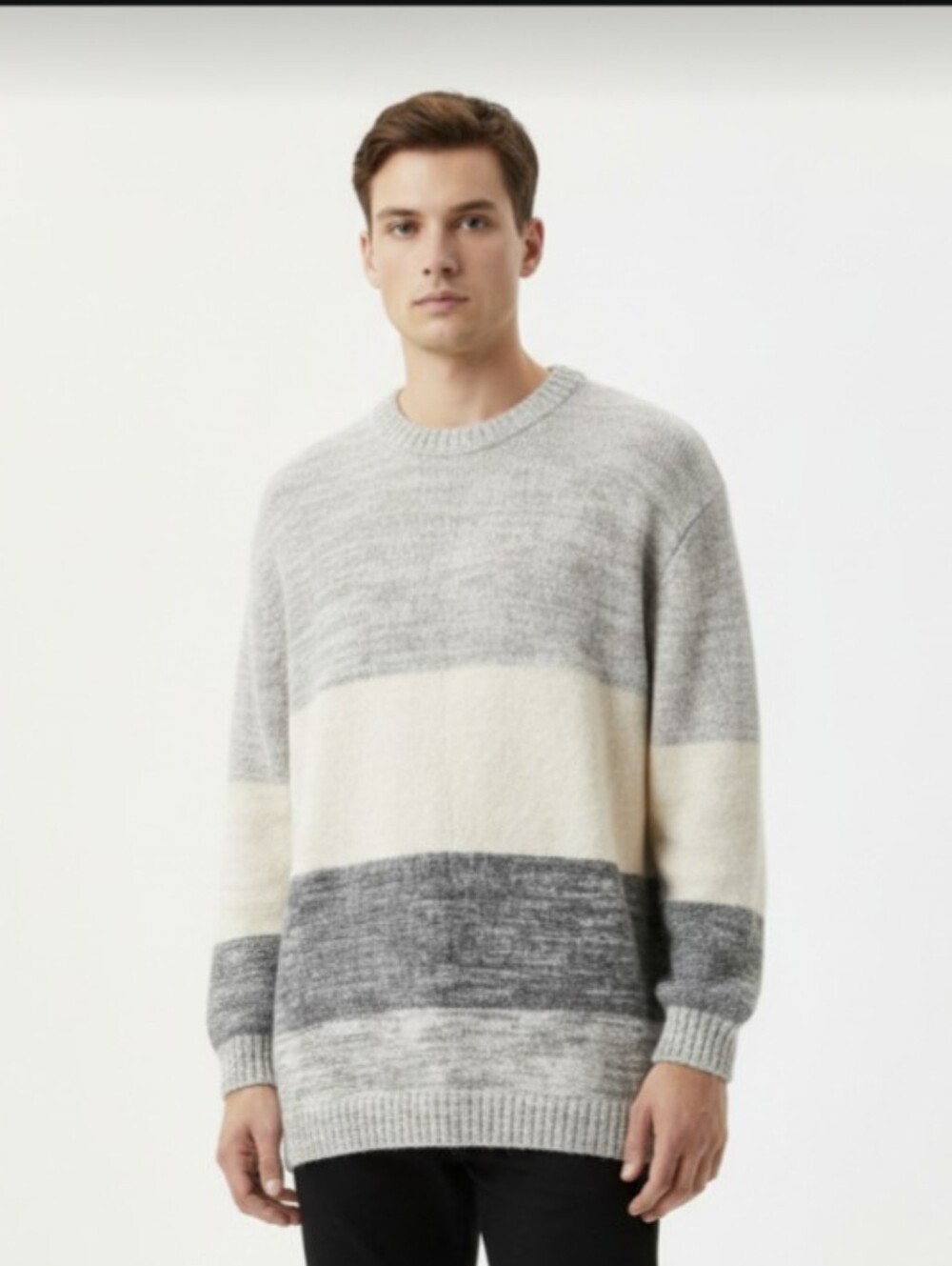 UNIVERSAL THREAD CO! AWESOME SOFT & FLUFFY OVERSIZED GRAY, CREAM SWEATER! SZ XL
